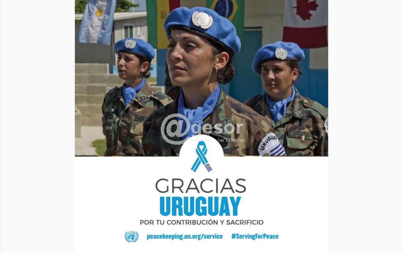 Reconocimiento internacional de ONU a los Cascos Azules uruguayos y al Estado uruguayo por su compromiso ¨con la paz mundial y la protección de civiles en conflictos¨